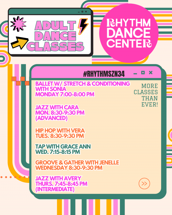 We have some exciting options for the grown-ups who love to dance, want to get moving, or simply need a fun hour for themselves!